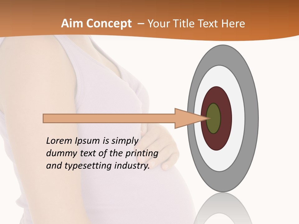 Caucasian Woman Who Is 9 Months Pregnant On White Background PowerPoint Template