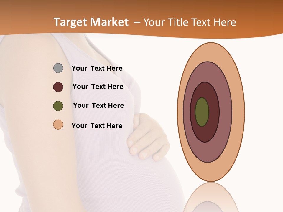 Caucasian Woman Who Is 9 Months Pregnant On White Background PowerPoint Template