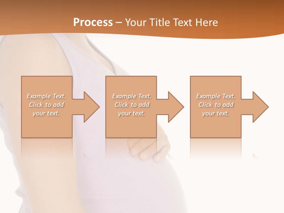 Caucasian Woman Who Is 9 Months Pregnant On White Background PowerPoint Template