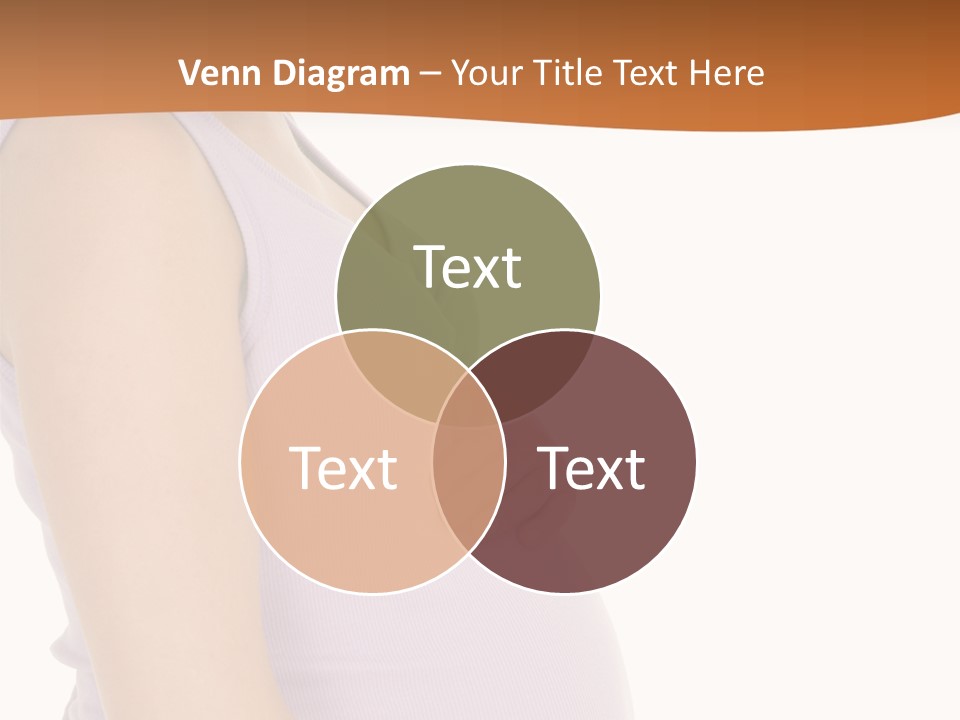 Caucasian Woman Who Is 9 Months Pregnant On White Background PowerPoint Template