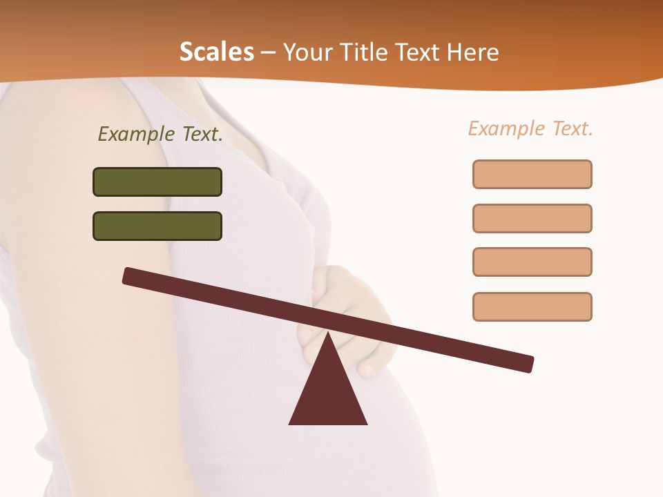 Caucasian Woman Who Is 9 Months Pregnant On White Background PowerPoint Template