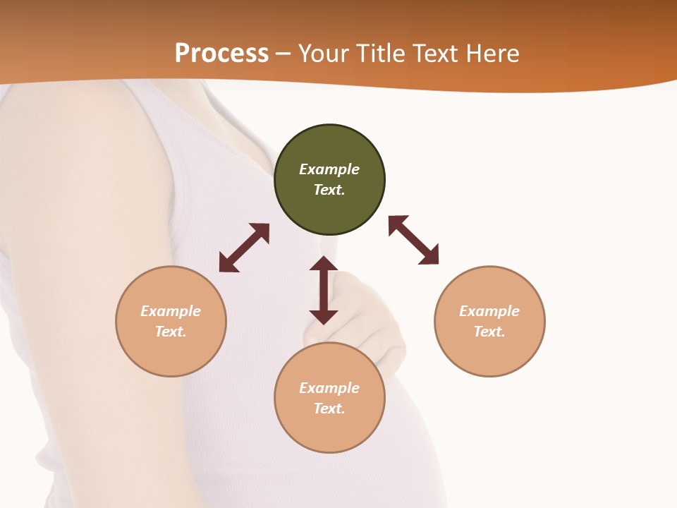 Caucasian Woman Who Is 9 Months Pregnant On White Background PowerPoint Template