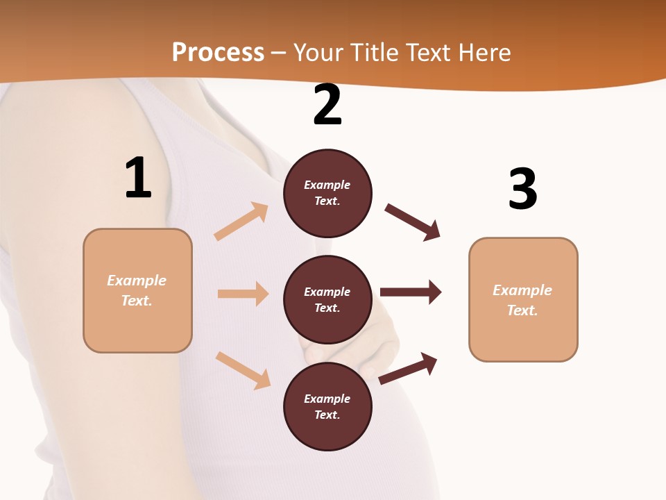 Caucasian Woman Who Is 9 Months Pregnant On White Background PowerPoint Template