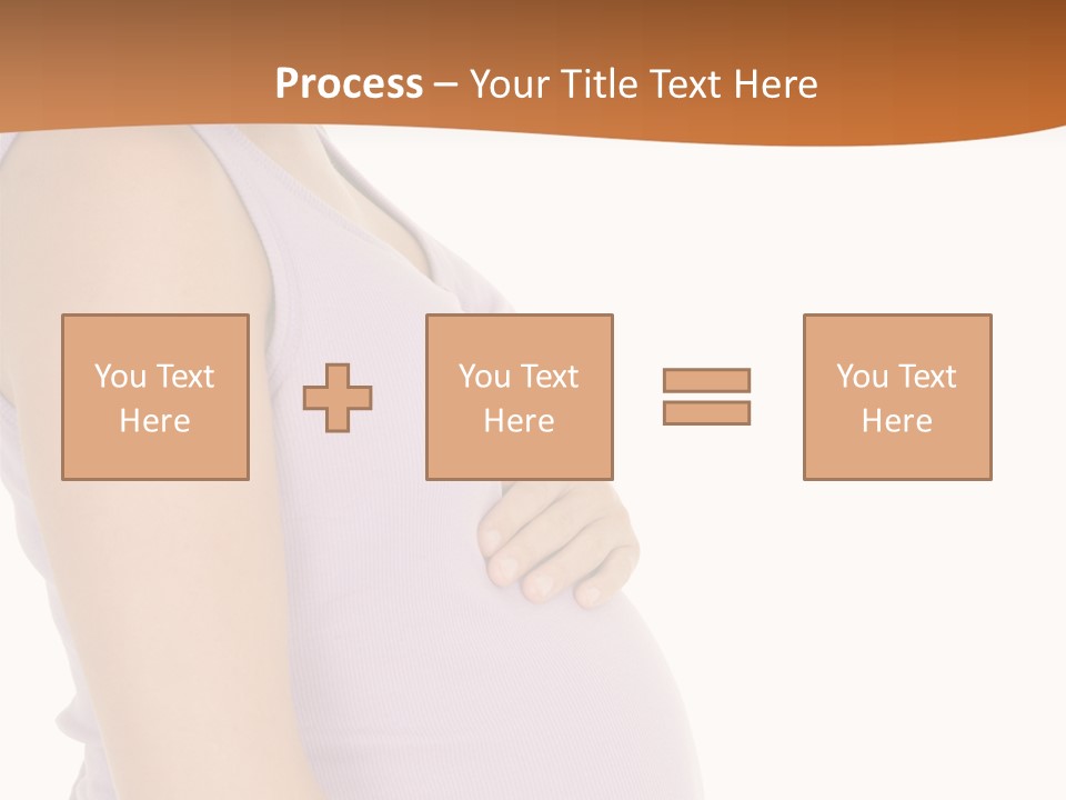 Caucasian Woman Who Is 9 Months Pregnant On White Background PowerPoint Template