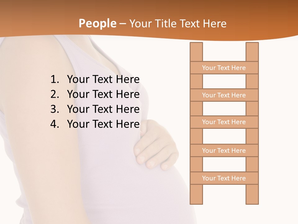 Caucasian Woman Who Is 9 Months Pregnant On White Background PowerPoint Template