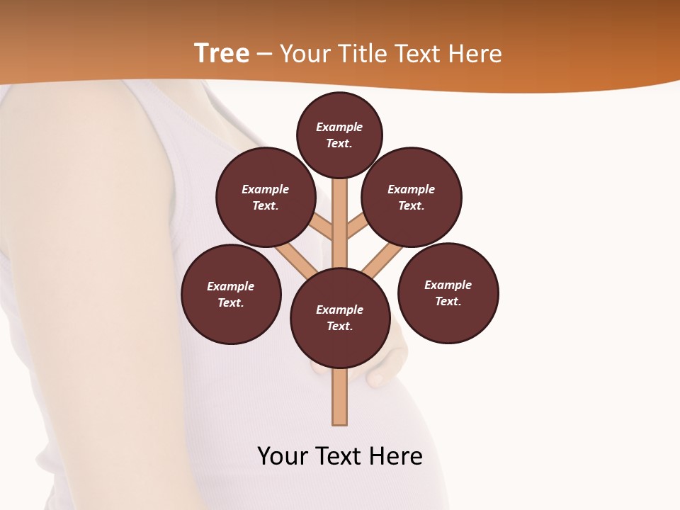 Caucasian Woman Who Is 9 Months Pregnant On White Background PowerPoint Template