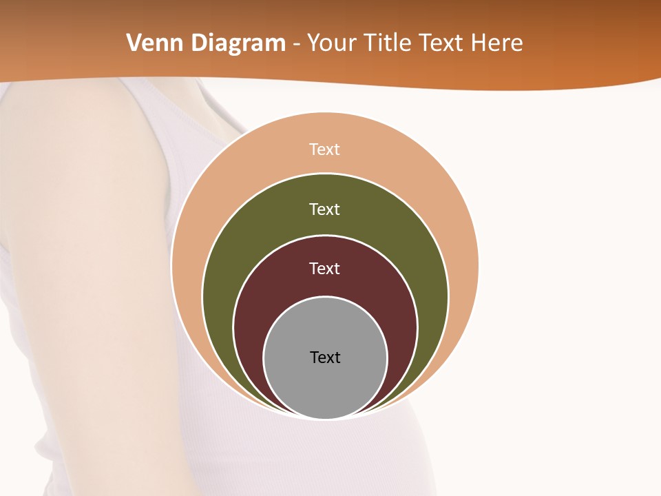 Caucasian Woman Who Is 9 Months Pregnant On White Background PowerPoint Template