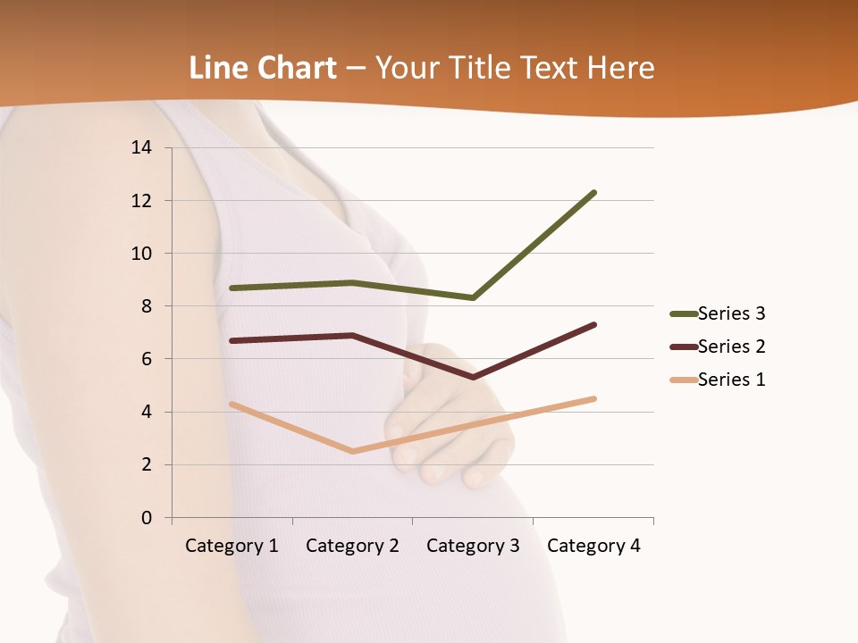 Caucasian Woman Who Is 9 Months Pregnant On White Background PowerPoint Template