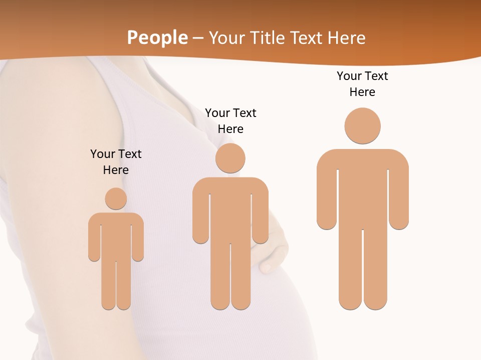 Caucasian Woman Who Is 9 Months Pregnant On White Background PowerPoint Template