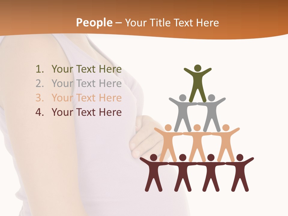 Caucasian Woman Who Is 9 Months Pregnant On White Background PowerPoint Template