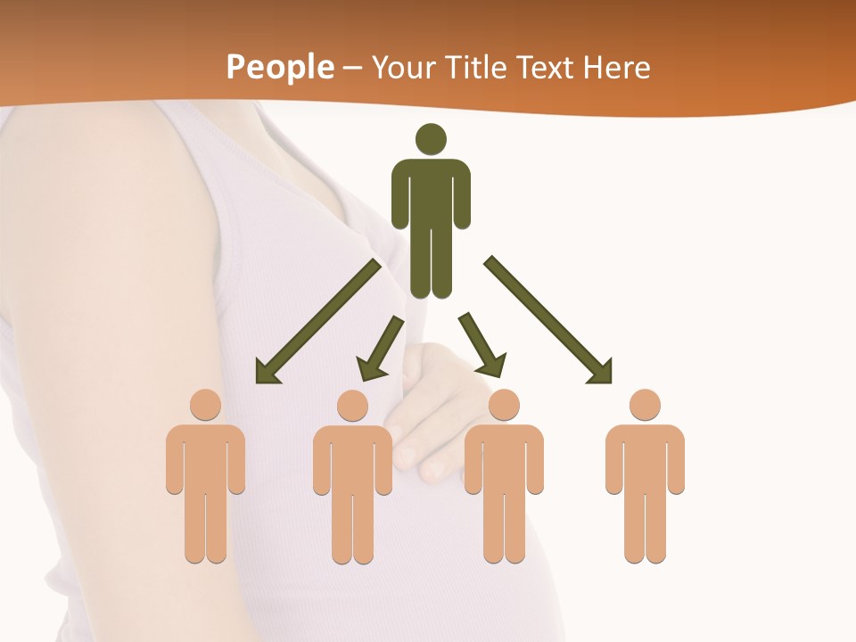 Caucasian Woman Who Is 9 Months Pregnant On White Background PowerPoint Template