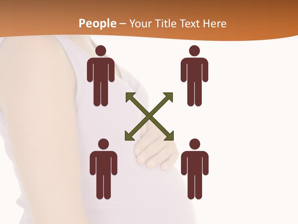 Caucasian Woman Who Is 9 Months Pregnant On White Background PowerPoint Template