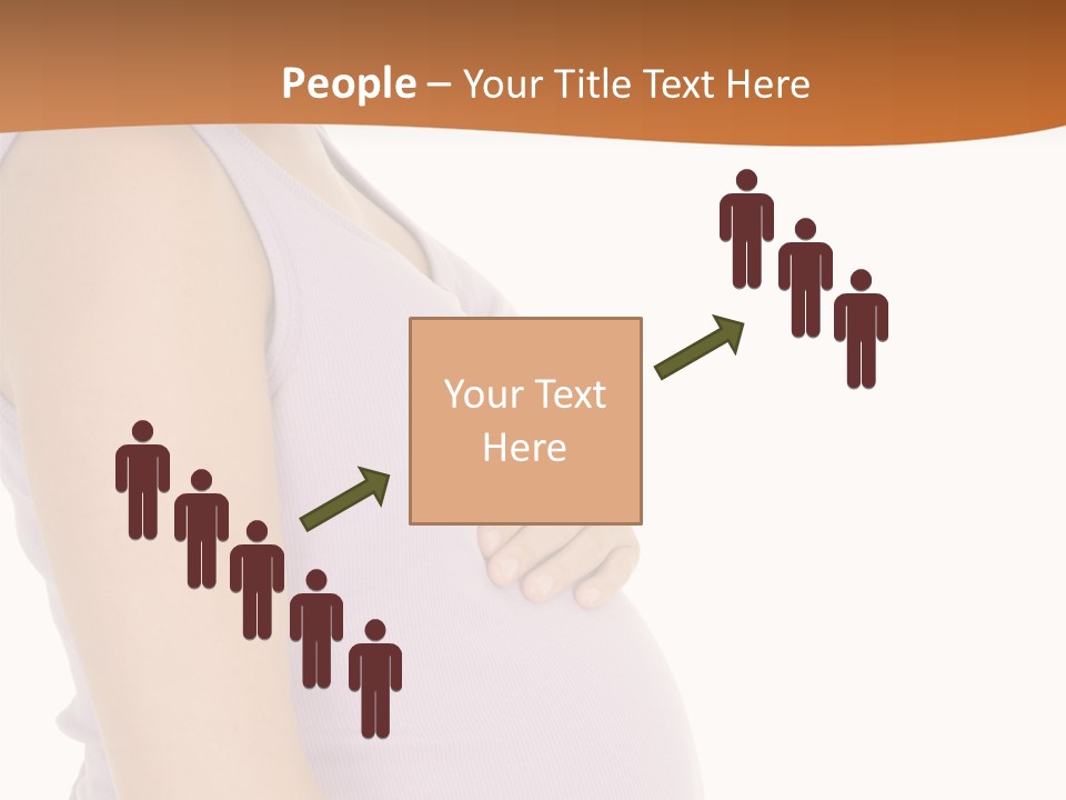 Caucasian Woman Who Is 9 Months Pregnant On White Background PowerPoint Template