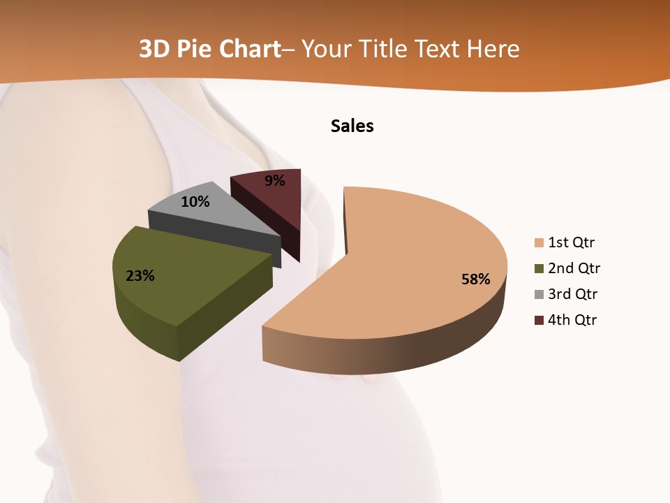 Caucasian Woman Who Is 9 Months Pregnant On White Background PowerPoint Template