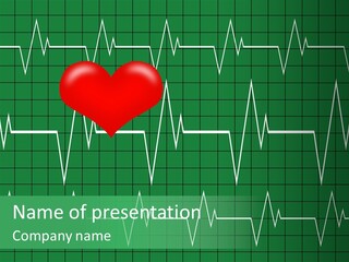 A Red Heart On A Green Medical Background PowerPoint Template