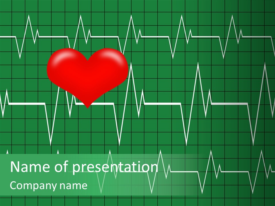 A Red Heart On A Green Medical Background PowerPoint Template