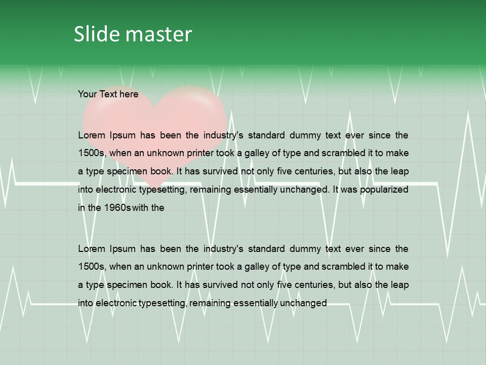 A Red Heart On A Green Medical Background PowerPoint Template