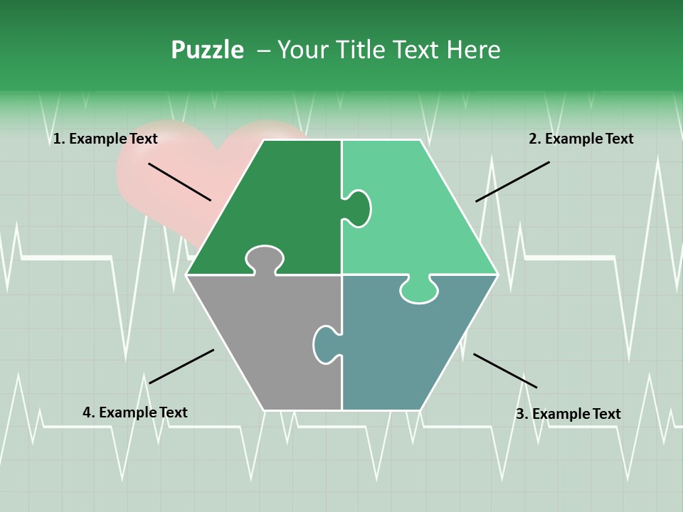 A Red Heart On A Green Medical Background PowerPoint Template