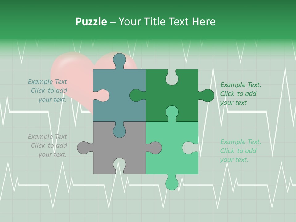 A Red Heart On A Green Medical Background PowerPoint Template