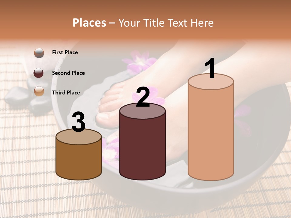 Woman Soaking Feet In Bowl Of Floral Scented Water In Spa PowerPoint Template