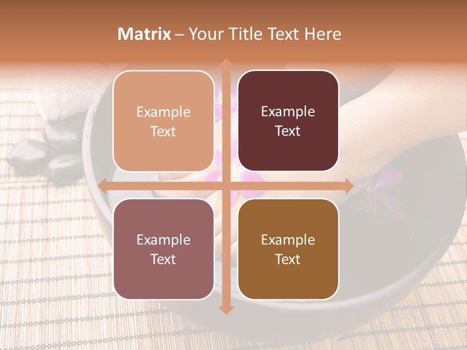 Woman Soaking Feet In Bowl Of Floral Scented Water In Spa PowerPoint Template