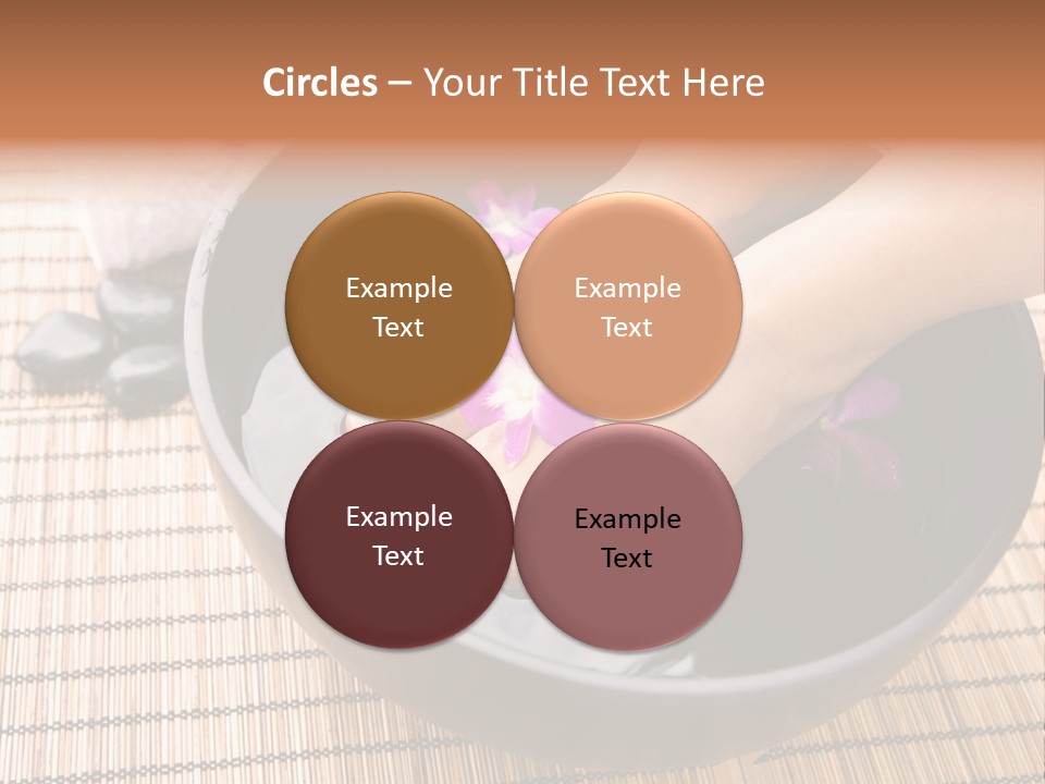 Woman Soaking Feet In Bowl Of Floral Scented Water In Spa PowerPoint Template