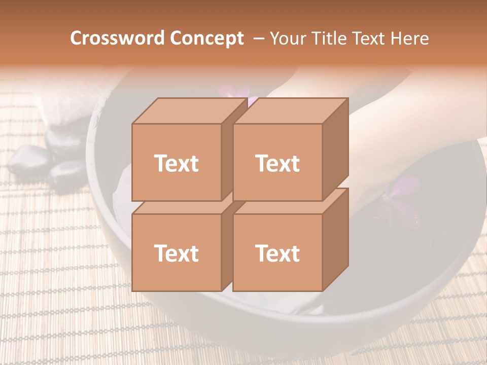 Woman Soaking Feet In Bowl Of Floral Scented Water In Spa PowerPoint Template