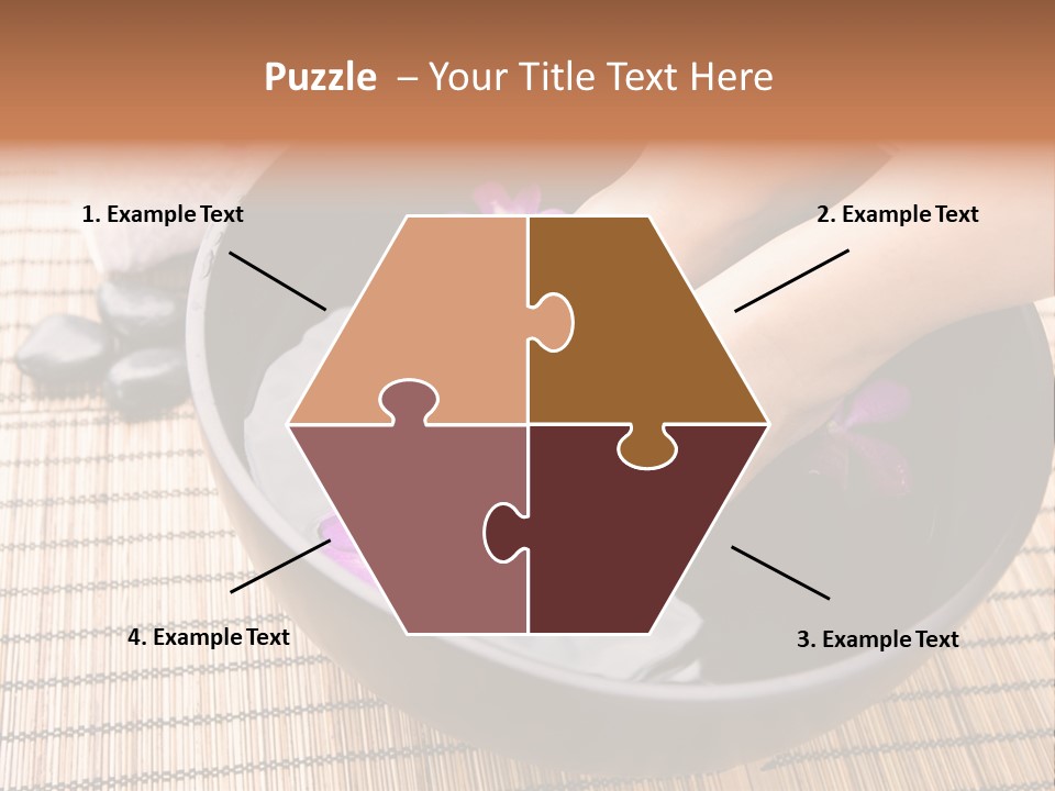 Woman Soaking Feet In Bowl Of Floral Scented Water In Spa PowerPoint Template