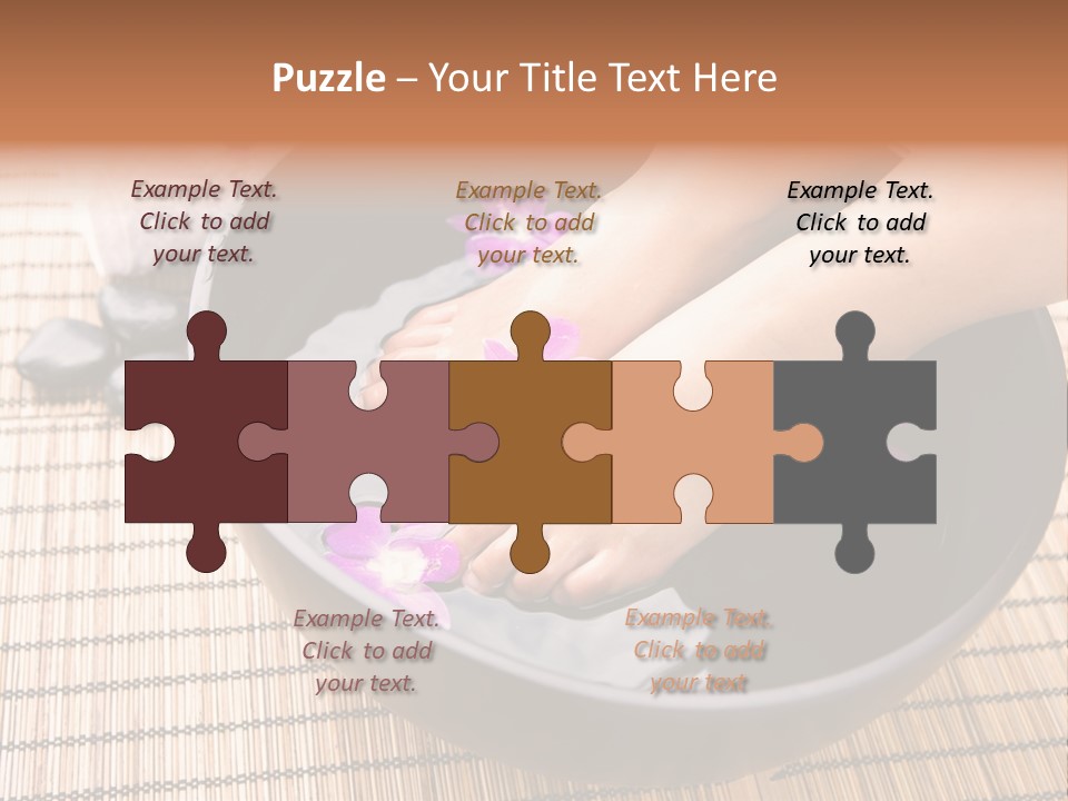 Woman Soaking Feet In Bowl Of Floral Scented Water In Spa PowerPoint Template