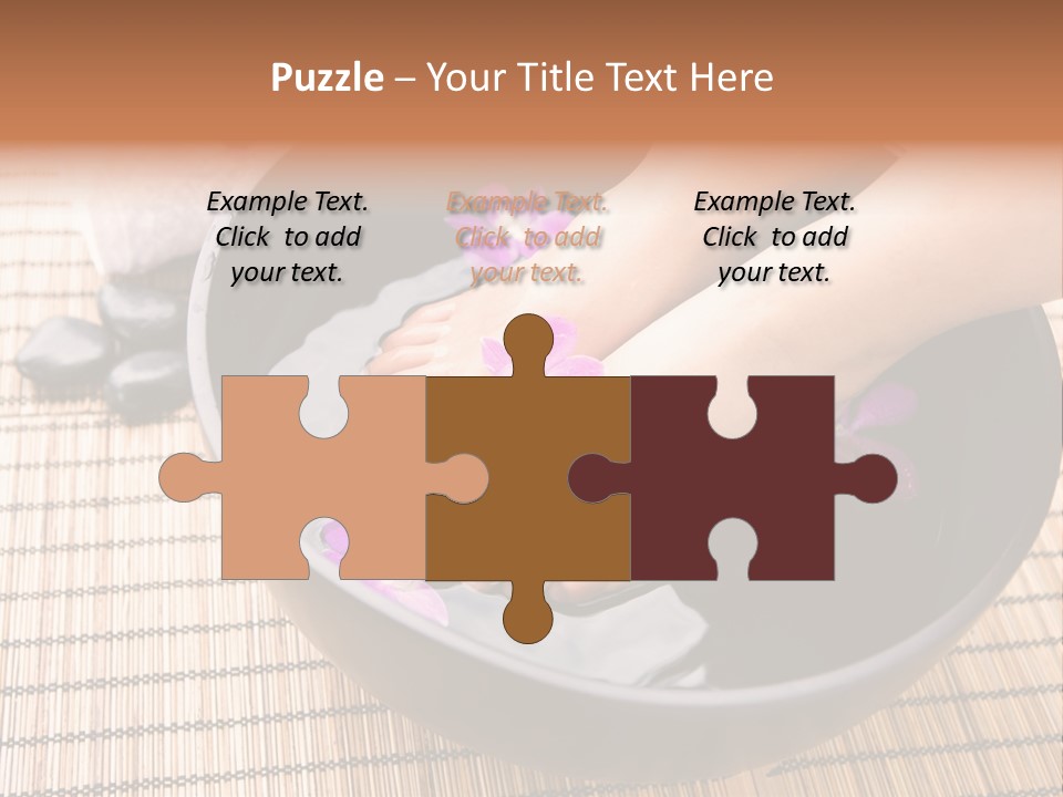 Woman Soaking Feet In Bowl Of Floral Scented Water In Spa PowerPoint Template