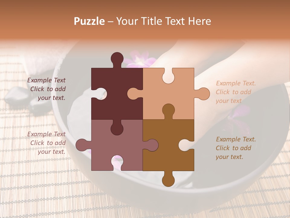 Woman Soaking Feet In Bowl Of Floral Scented Water In Spa PowerPoint Template