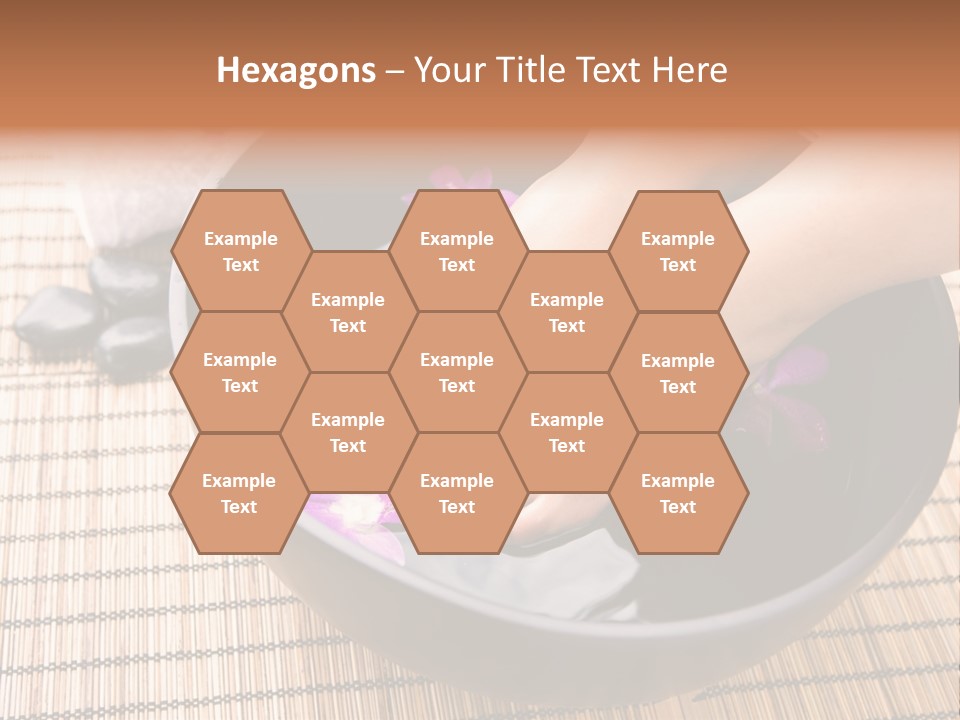 Woman Soaking Feet In Bowl Of Floral Scented Water In Spa PowerPoint Template