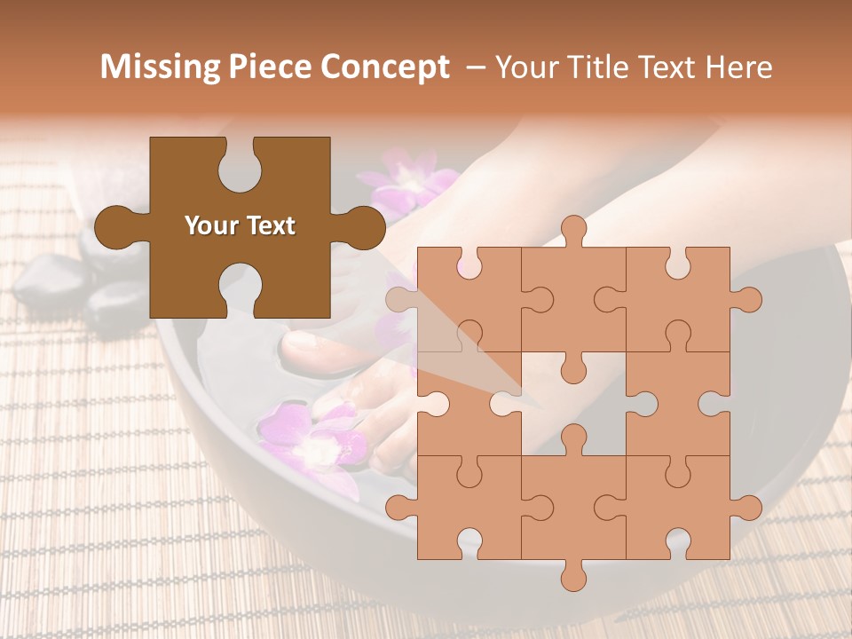 Woman Soaking Feet In Bowl Of Floral Scented Water In Spa PowerPoint Template