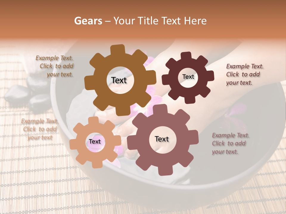 Woman Soaking Feet In Bowl Of Floral Scented Water In Spa PowerPoint Template