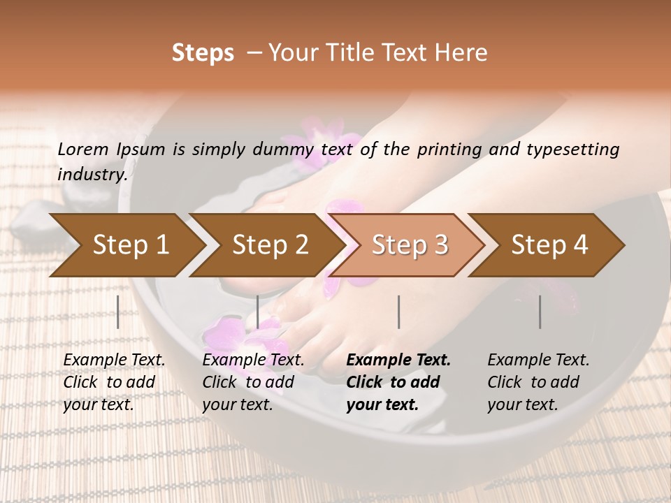 Woman Soaking Feet In Bowl Of Floral Scented Water In Spa PowerPoint Template