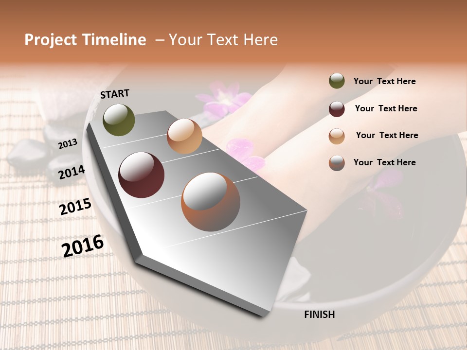 Woman Soaking Feet In Bowl Of Floral Scented Water In Spa PowerPoint Template