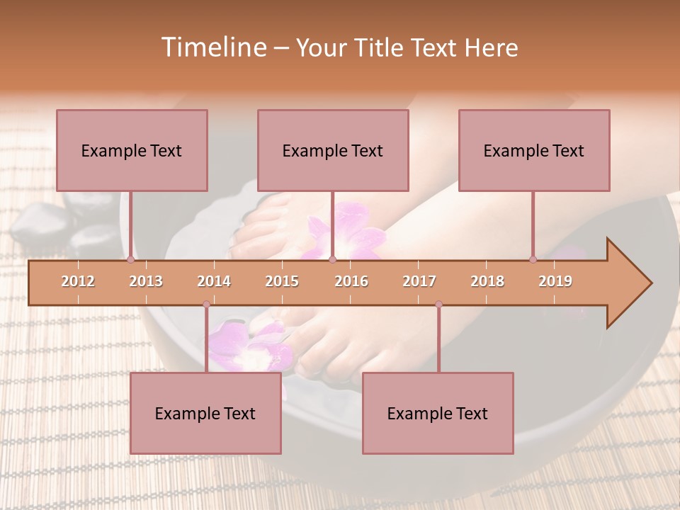 Woman Soaking Feet In Bowl Of Floral Scented Water In Spa PowerPoint Template