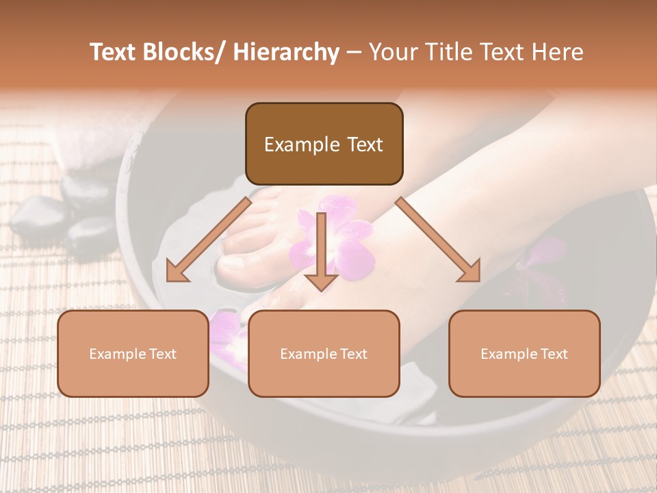 Woman Soaking Feet In Bowl Of Floral Scented Water In Spa PowerPoint Template