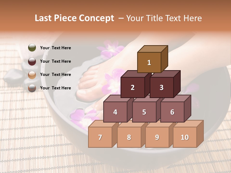 Woman Soaking Feet In Bowl Of Floral Scented Water In Spa PowerPoint Template