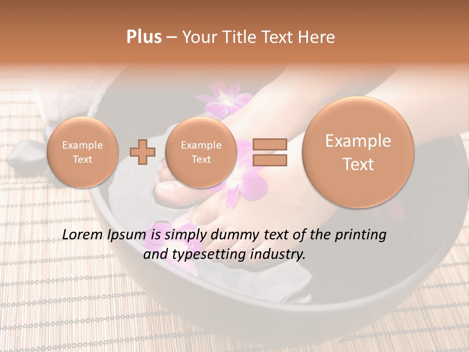 Woman Soaking Feet In Bowl Of Floral Scented Water In Spa PowerPoint Template