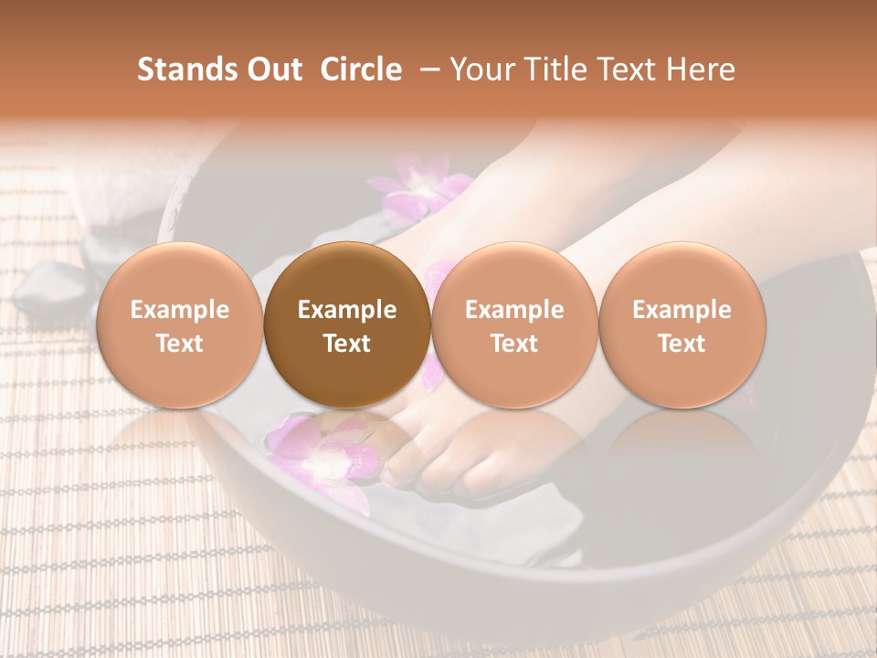 Woman Soaking Feet In Bowl Of Floral Scented Water In Spa PowerPoint Template