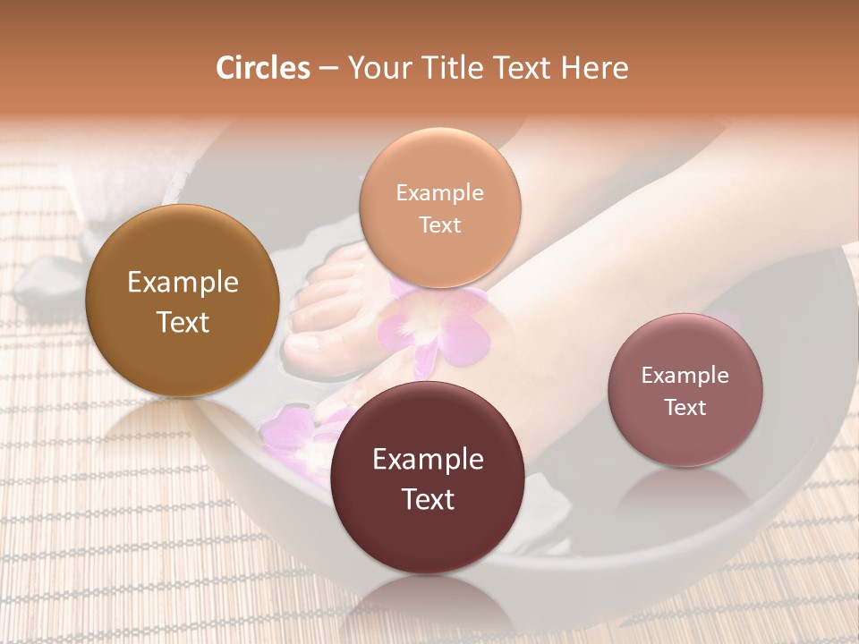 Woman Soaking Feet In Bowl Of Floral Scented Water In Spa PowerPoint Template