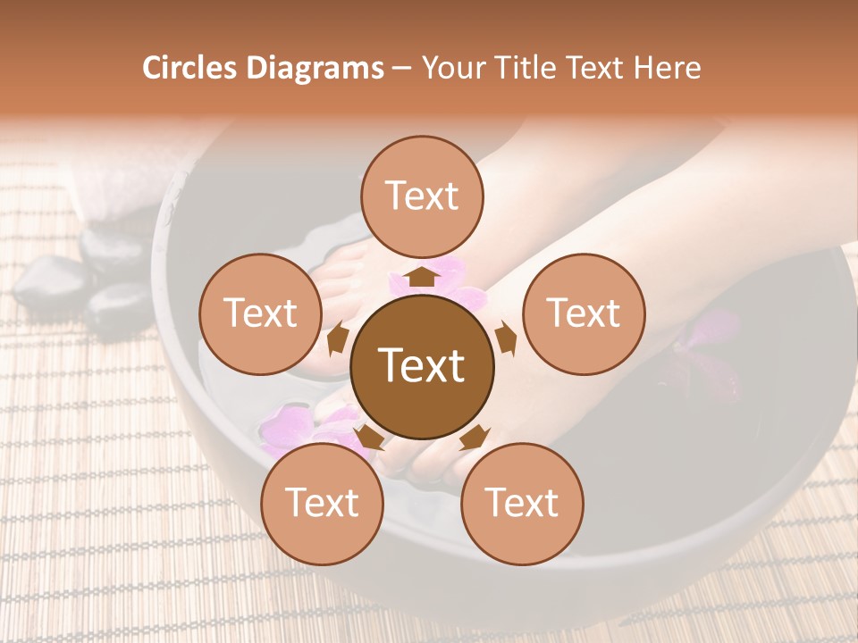 Woman Soaking Feet In Bowl Of Floral Scented Water In Spa PowerPoint Template