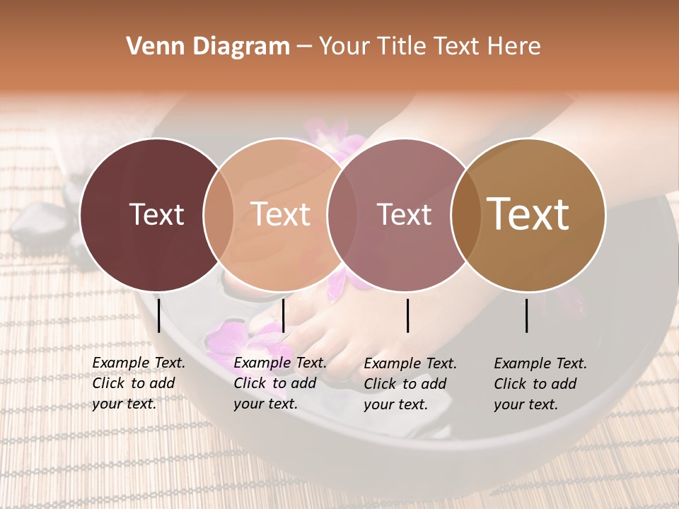 Woman Soaking Feet In Bowl Of Floral Scented Water In Spa PowerPoint Template