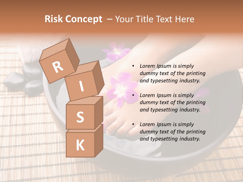 Woman Soaking Feet In Bowl Of Floral Scented Water In Spa PowerPoint Template