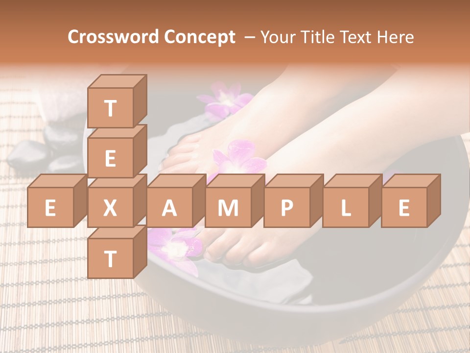 Woman Soaking Feet In Bowl Of Floral Scented Water In Spa PowerPoint Template