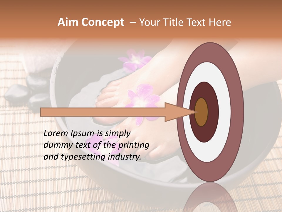 Woman Soaking Feet In Bowl Of Floral Scented Water In Spa PowerPoint Template