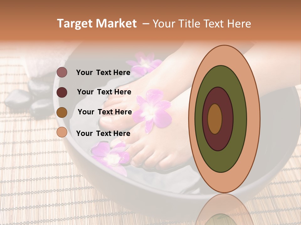 Woman Soaking Feet In Bowl Of Floral Scented Water In Spa PowerPoint Template
