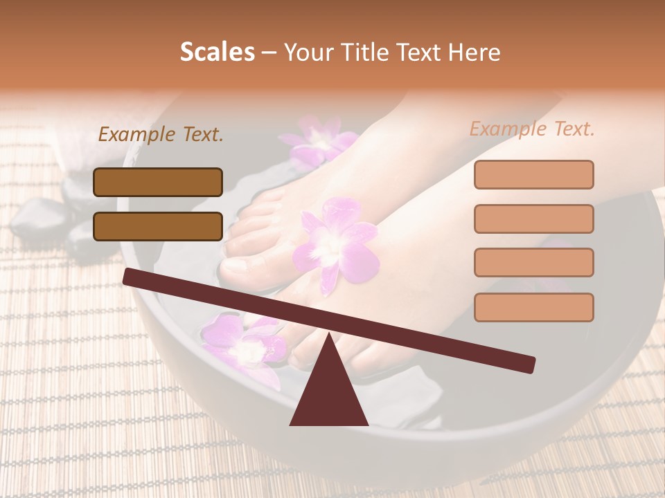 Woman Soaking Feet In Bowl Of Floral Scented Water In Spa PowerPoint Template
