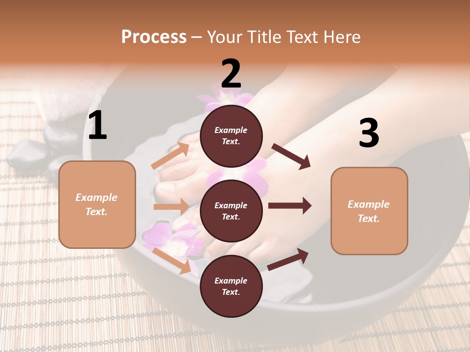 Woman Soaking Feet In Bowl Of Floral Scented Water In Spa PowerPoint Template